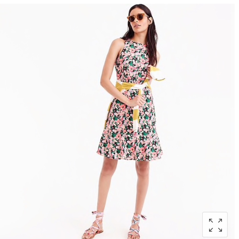 ❌SOLD❌ NWT | J.Crew ruched-waist dress in neon floral - Picture 2 of 7